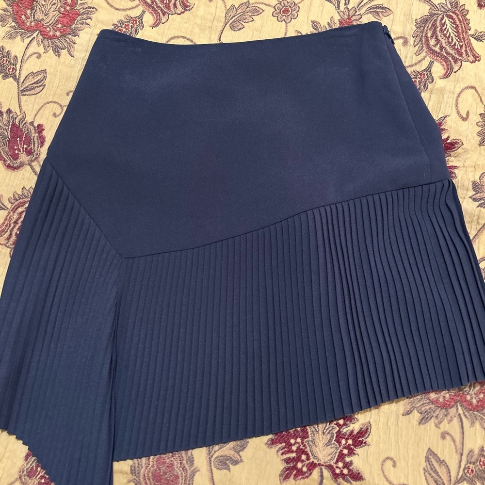 GREY by Jason Wu Navy Blue Pleated Asymmetrical Skirt New with Tags